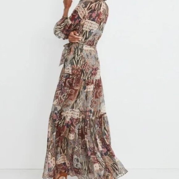 VERONICA BEARD Silk Isra Multi Print Maxi Dress - Size US 6 EXCELLENT condition! - Picture 3 of 9